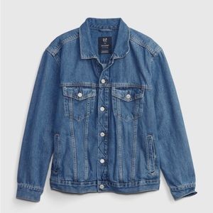 GAP Teen Oversized Denim Jacket with Washwell medium wash size 8, 12, 18/20